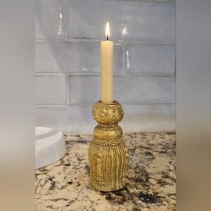 Gold Tassel Candlestick Holder